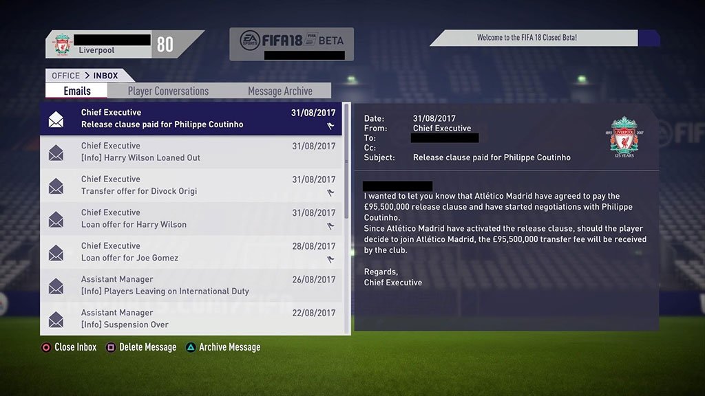 FIFA 18 career mode leaks